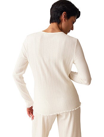 Haut de pyjama ouvert manches longues versatile rib