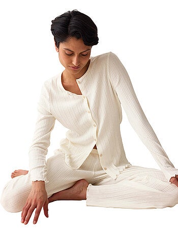 Haut de pyjama ouvert manches longues versatile rib