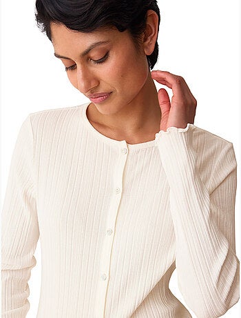 Haut de pyjama ouvert manches longues versatile rib