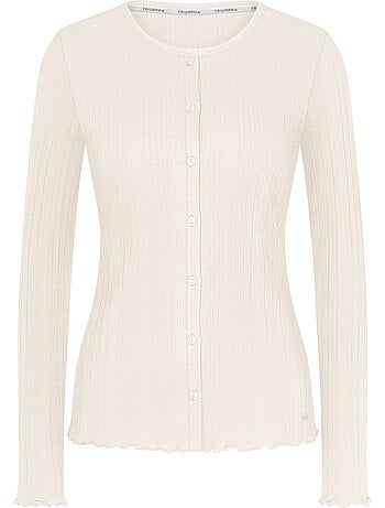 Haut de pyjama ouvert manches longues versatile rib