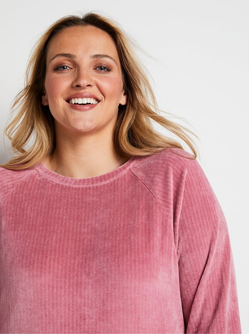 Haut de pyjama sweat en velours côtelé - Afibel - Kiabi