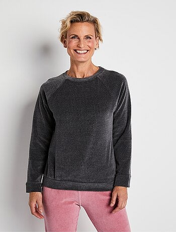 Haut de pyjama sweat en velours côtelé