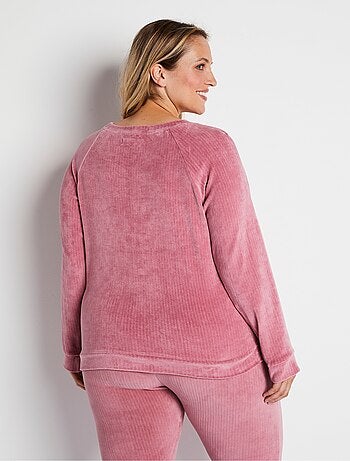 Haut de pyjama sweat en velours côtelé