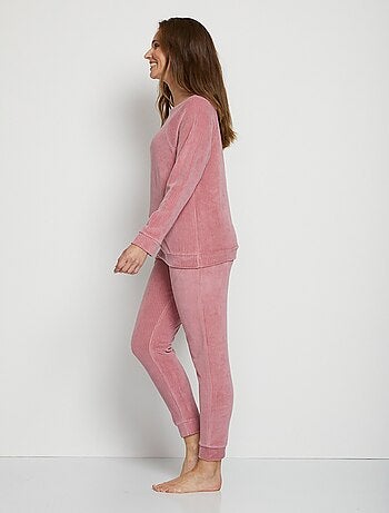 Haut de pyjama sweat en velours côtelé