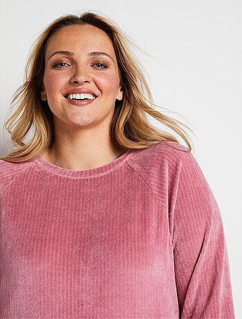 Haut de pyjama sweat en velours côtelé
