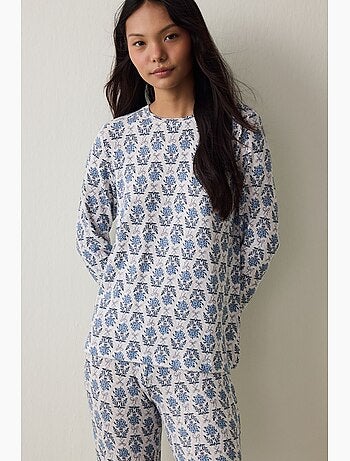 Haut de pyjama tea time à imprimé fleuri et effet thermique penti