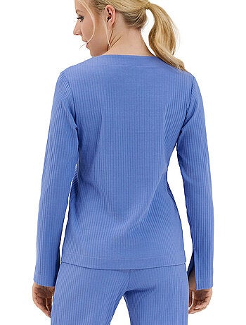 Haut de pyjama top col v manches longues lucky