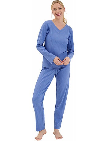 Haut de pyjama top col v manches longues lucky