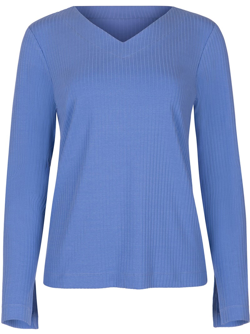 Haut de pyjama top col v manches longues lucky Bleu - Kiabi
