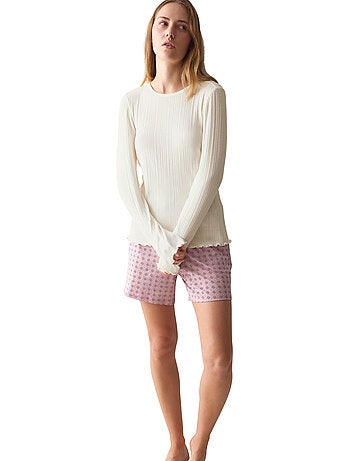 Haut de pyjama top manches longues versatile rib