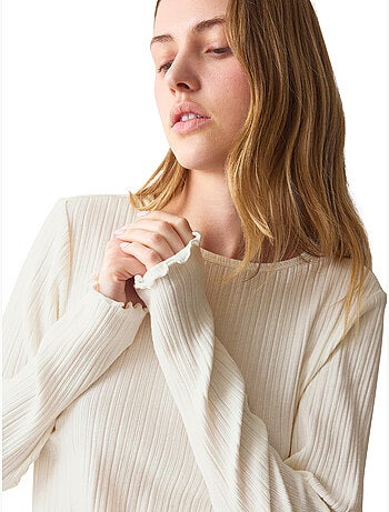 Haut de pyjama top manches longues versatile rib