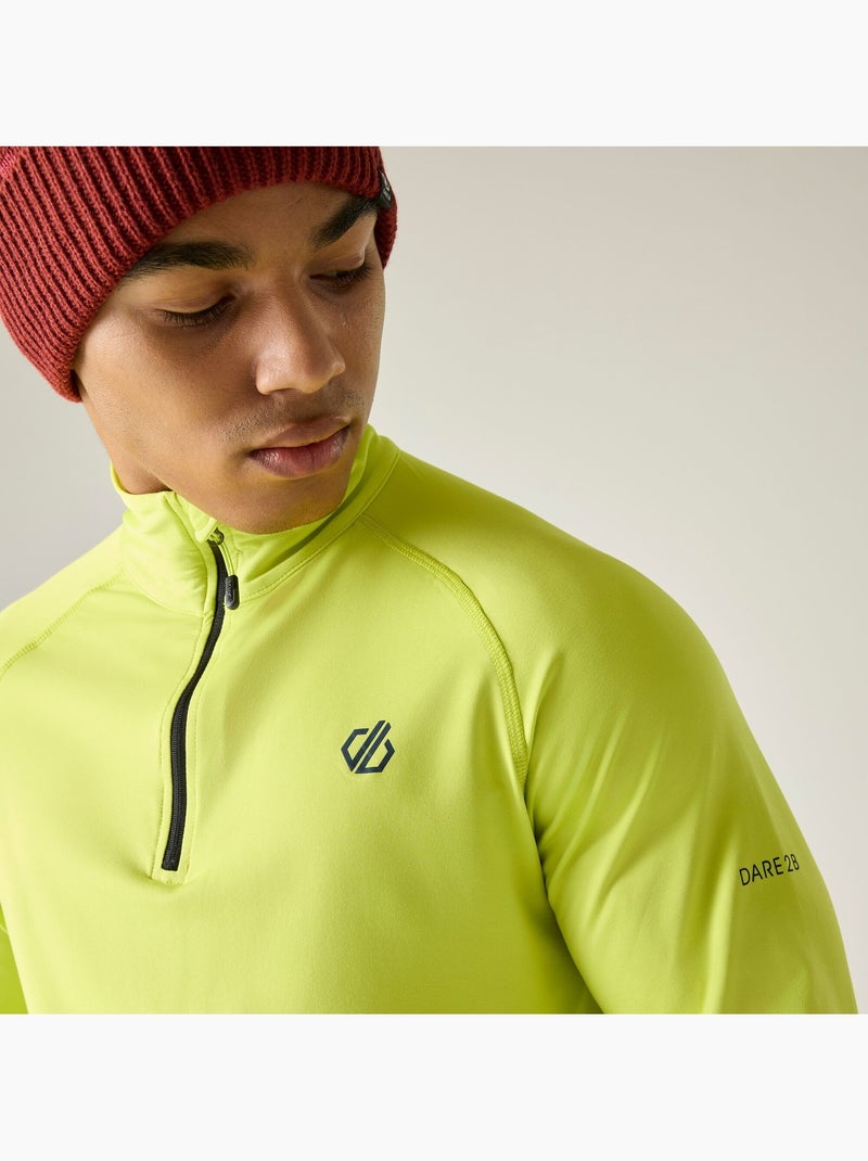 Haut de sport extensible et uni à col montant zippé fuse up - dare 2b Jaune fluo - Kiabi