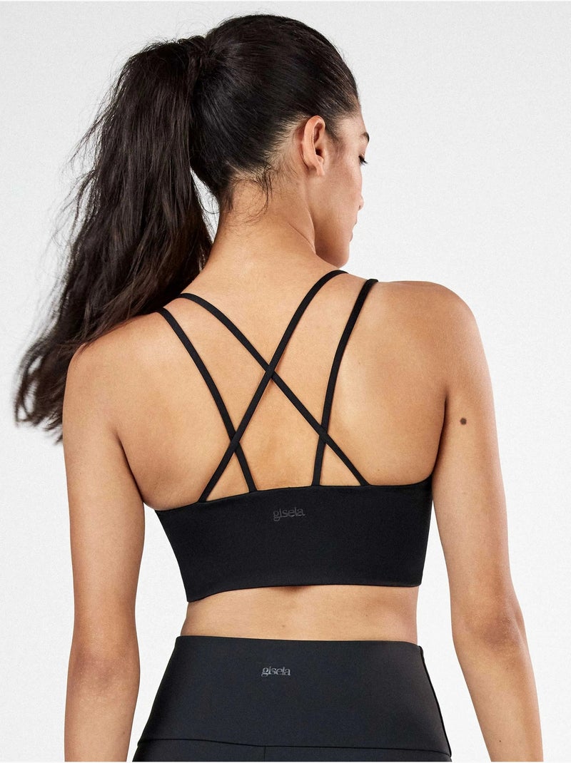 Haut de sport sans armatures, soutien moyen Noir - Kiabi