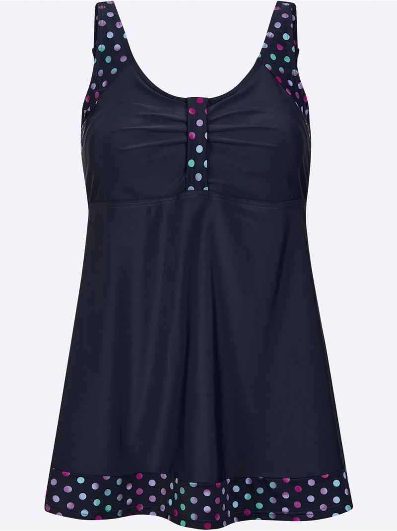 Haut de tankini à col en V avec motif imprimé et bretelles réglables - Bonnet C - Witt Bleu Rouge - Kiabi