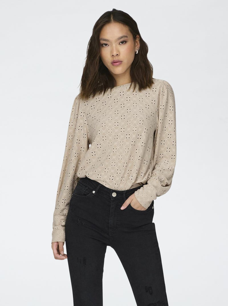 Haut détaillé ajouré uni 'JDY' Beige - Kiabi
