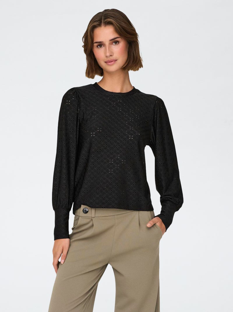 Haut détaillé ajouré uni 'JDY' Noir - Kiabi