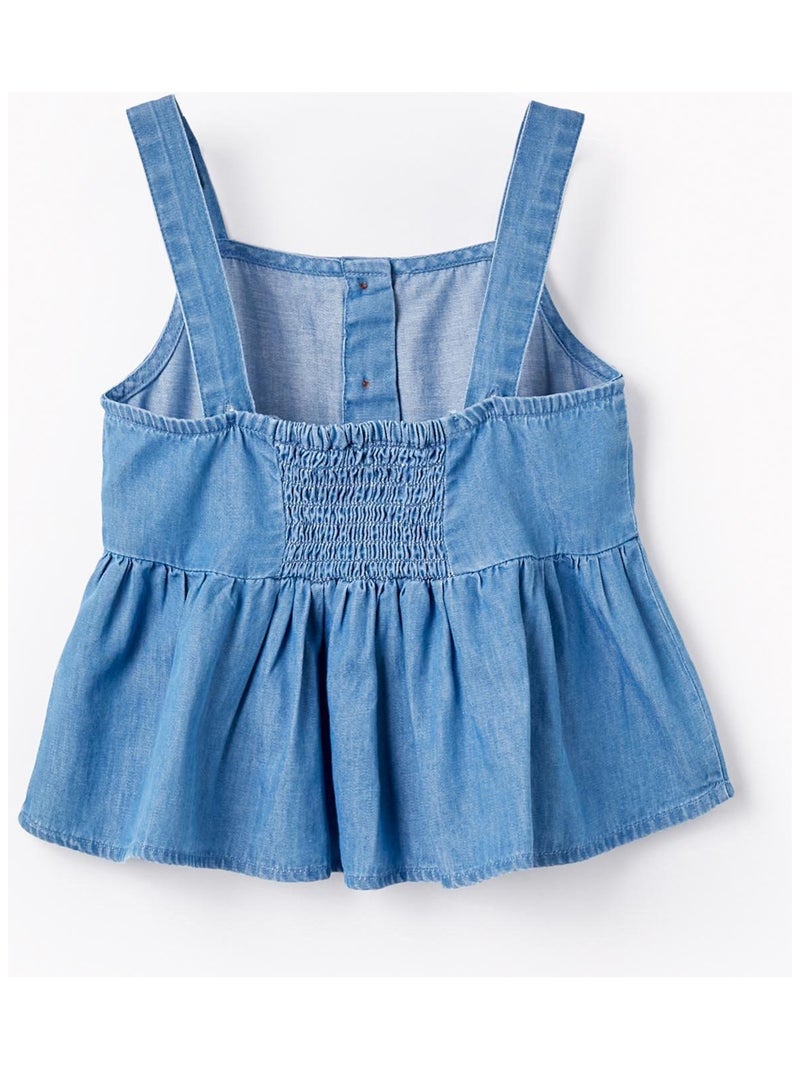 Haut en denim 100 % coton pour fille manches courtes EXPLORING AUSTRALIA Bleu foncé - Kiabi
