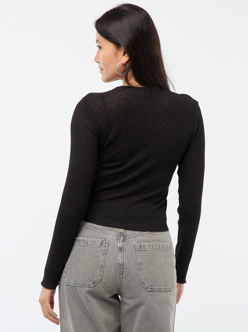 Haut en dentelle manches longues - Kiabi