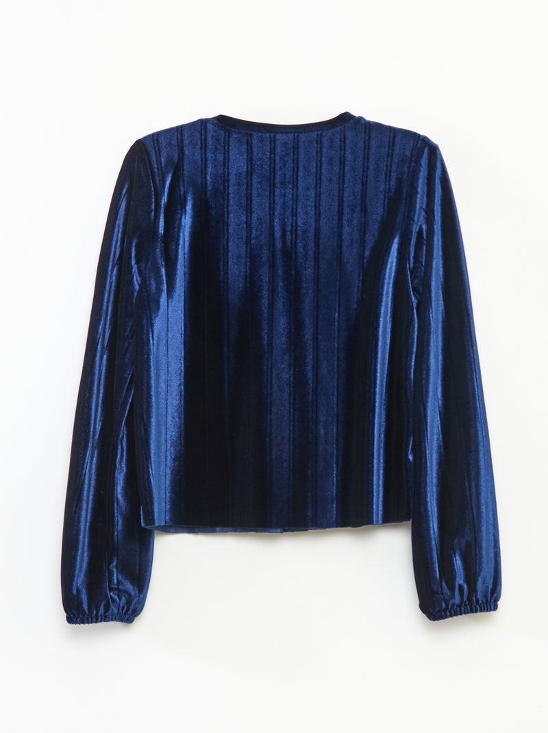 Haut en maille velvet côtelé avec nœud uni Bleu - Kiabi