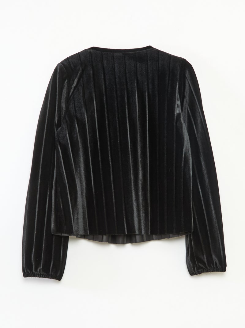 Haut en maille velvet côtelé avec nœud uni Noir - Kiabi