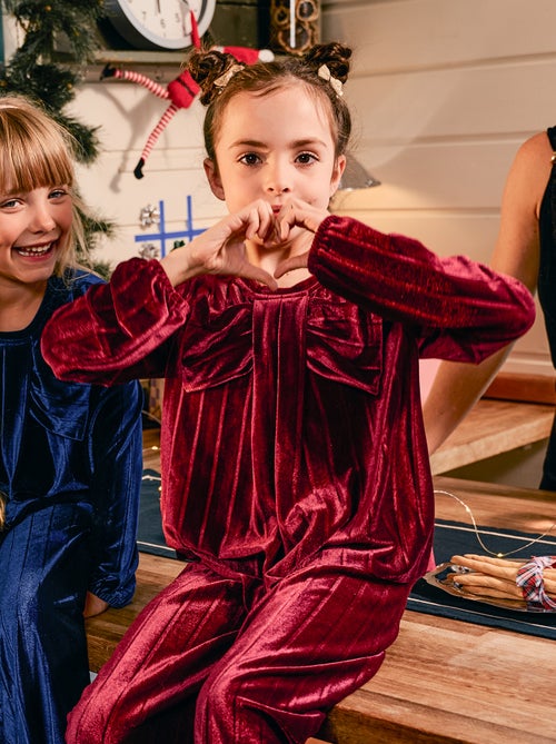 Haut en maille velvet côtelé avec nœud uni - Kiabi