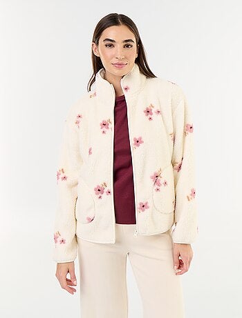Haut en polaire zippé à motif