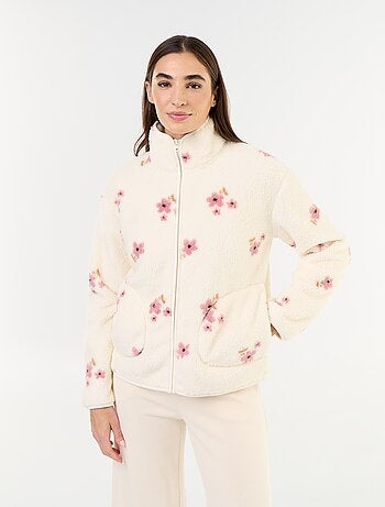 Haut en polaire zippé à motif