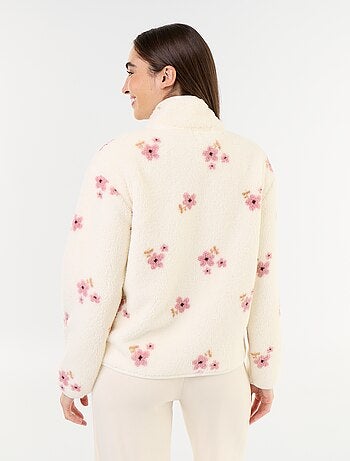 Haut en polaire zippé à motif