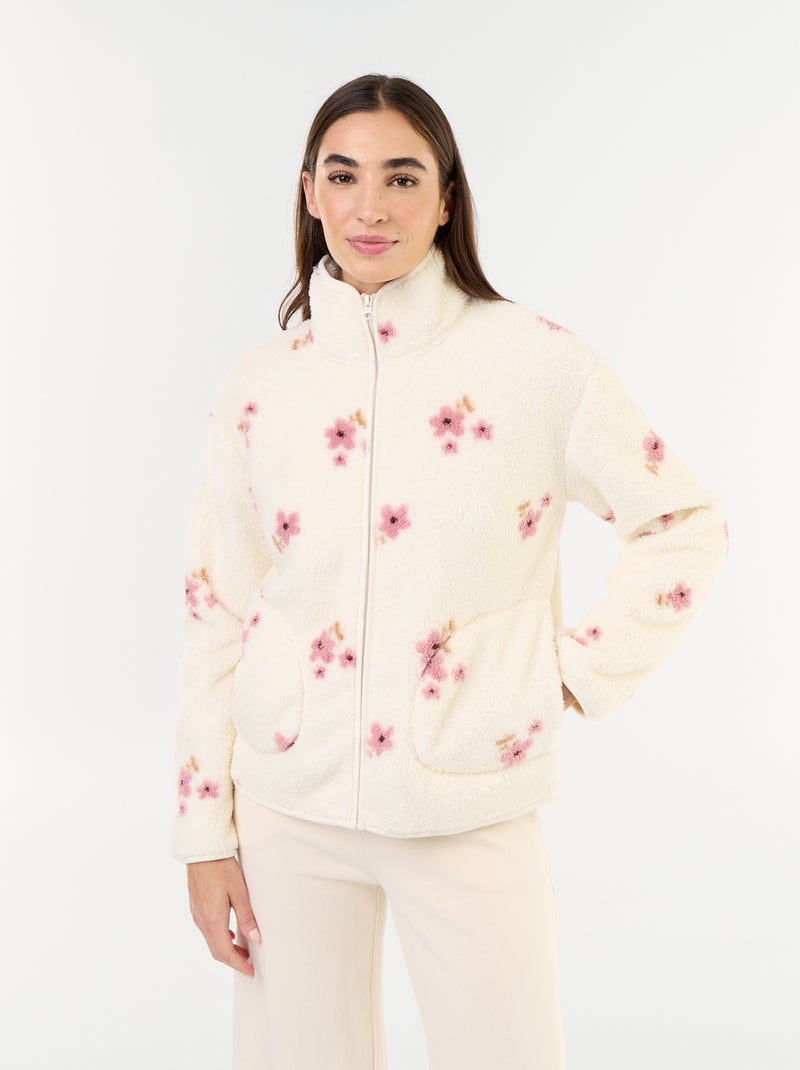 Haut en polaire zippé à motif Blanc - Kiabi