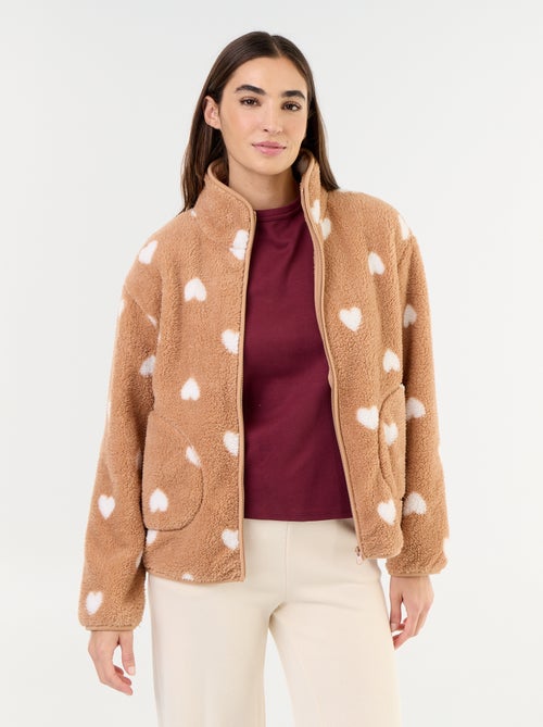 Haut en polaire zippé à motif - Kiabi