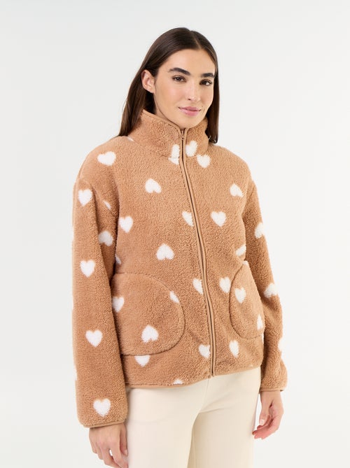 Haut en polaire zippé à motif - Kiabi