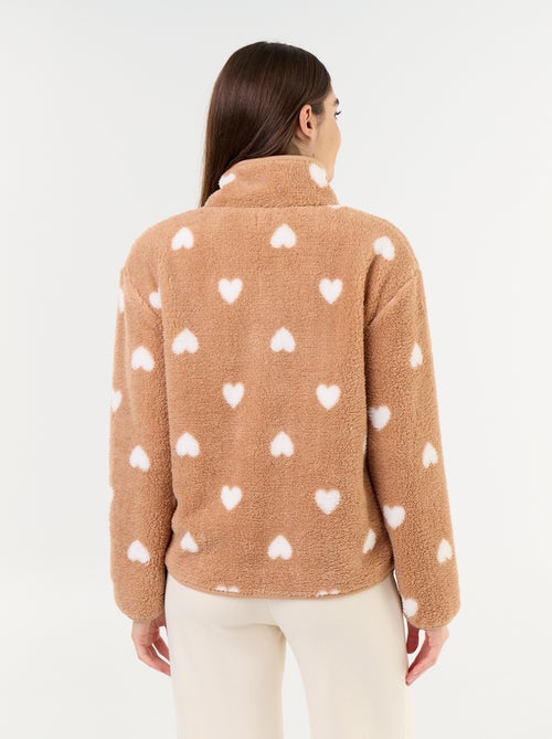 Haut en polaire zippé à motif - Kiabi