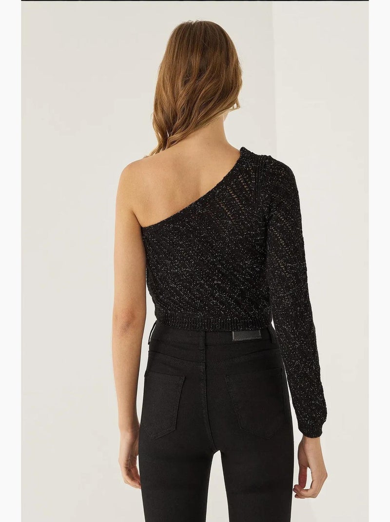Haut en tricot à une manche hiccup Noir - Kiabi