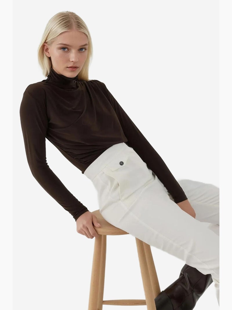 Haut en tricot élégant à manches longues hiccup Marron chocolat - Kiabi