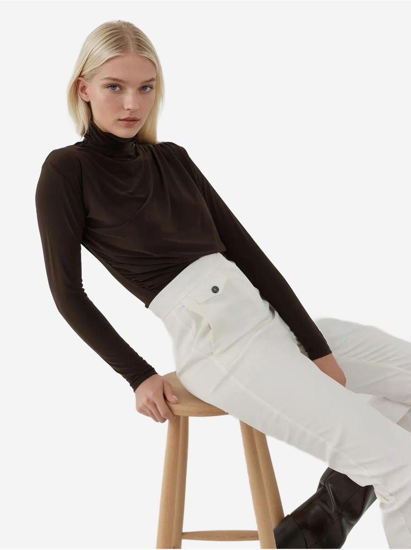 Haut en tricot élégant à manches longues Marron chocolat - Kiabi