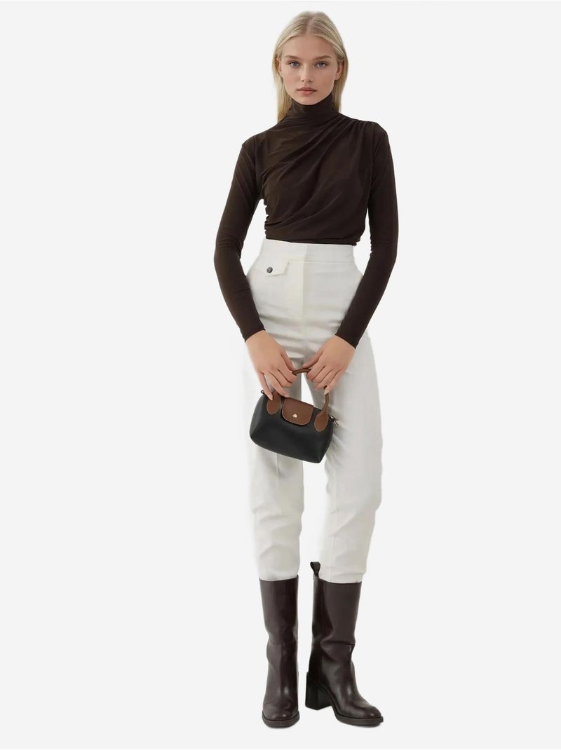 Haut en tricot élégant à manches longues Marron chocolat - Kiabi