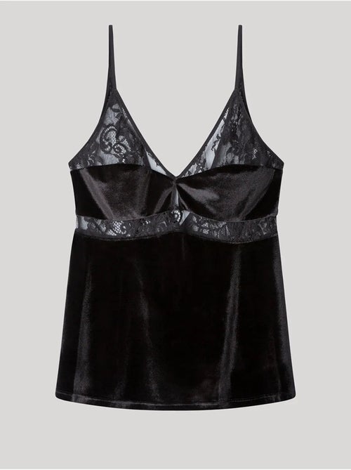 Haut en velours doux avec des détails de dentelle raffinée - Kiabi