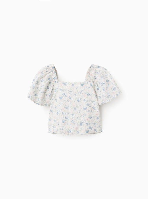 Haut Floral avec Manches Papillon et Dos Ouvert - Kiabi