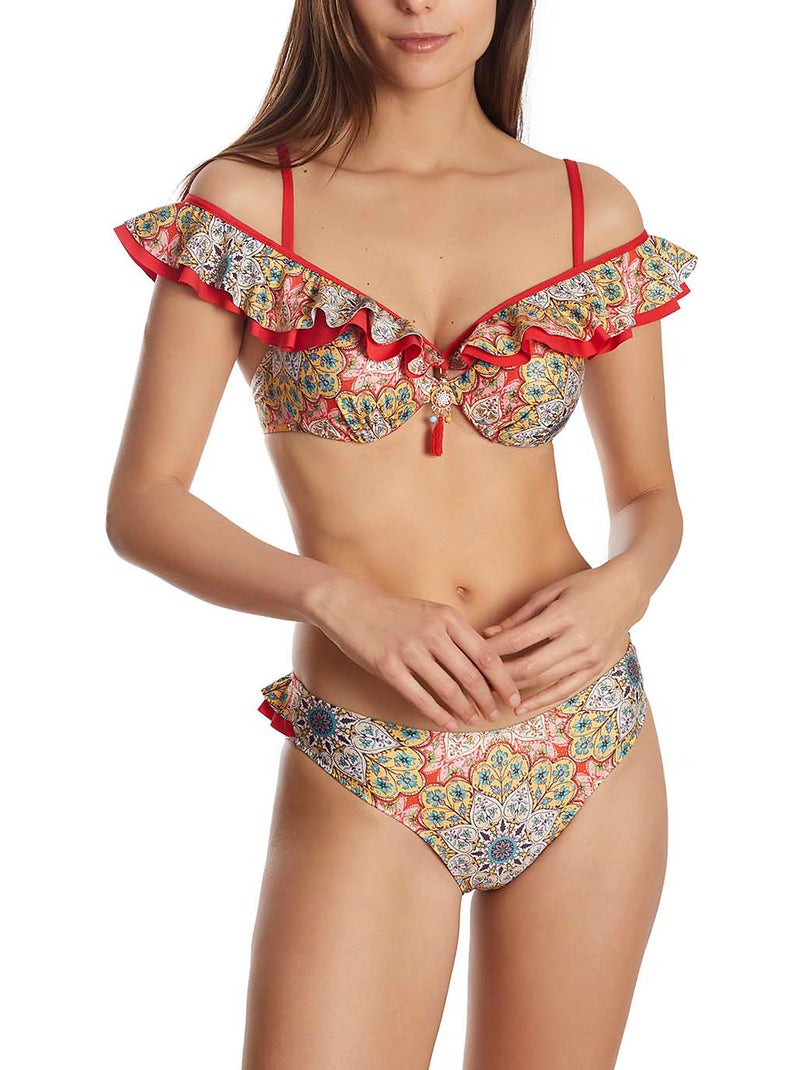 Haut maillot de bain balconnet multipositions Mandala Jaune - Kiabi