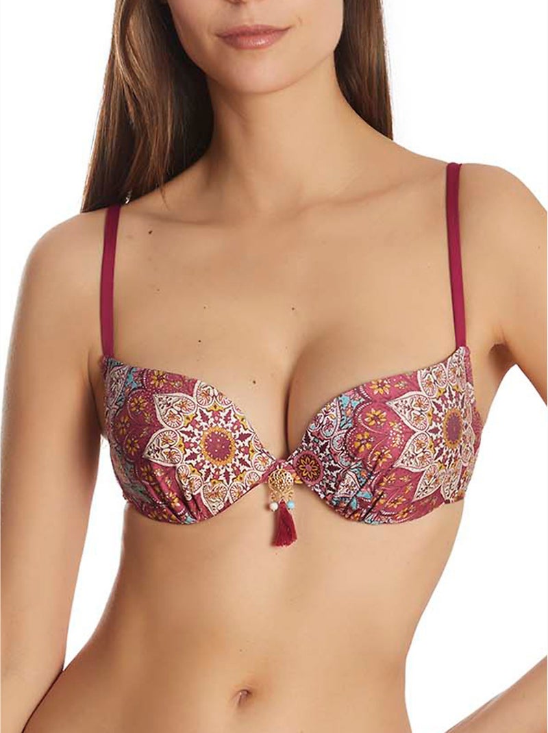 Haut maillot de bain balconnet multipositions Mandala Violet prune - Kiabi
