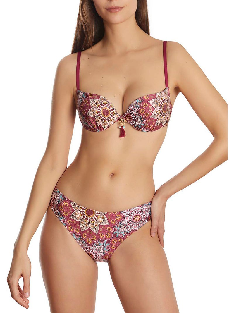 Haut maillot de bain balconnet multipositions Mandala Violet prune - Kiabi