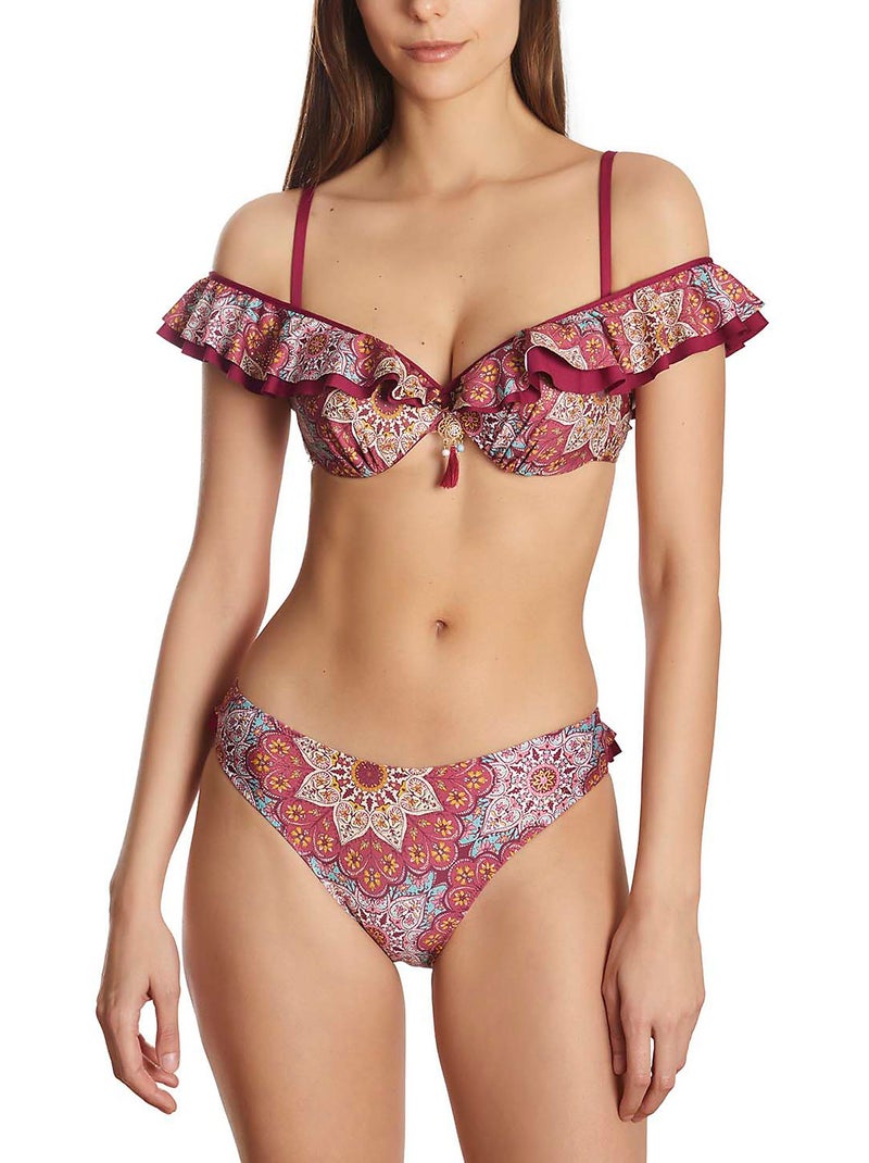 Haut maillot de bain balconnet multipositions Mandala Violet prune - Kiabi