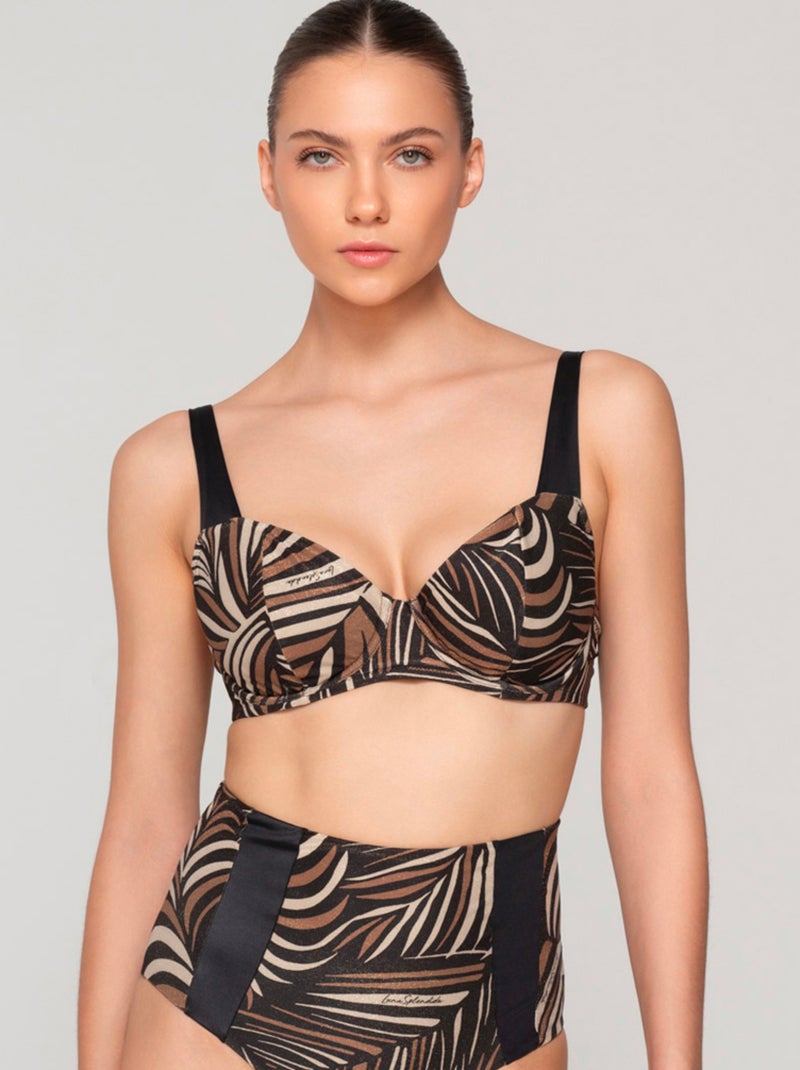 Haut maillot de bain balconnet non préformé MARTINI Noir Marron Blanc - Kiabi