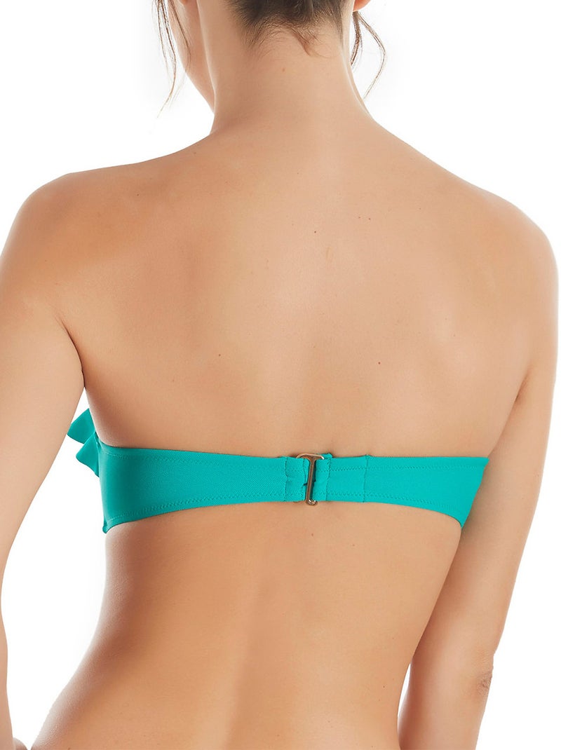 Haut maillot de bain bandeau à volants Basica Vert - Kiabi