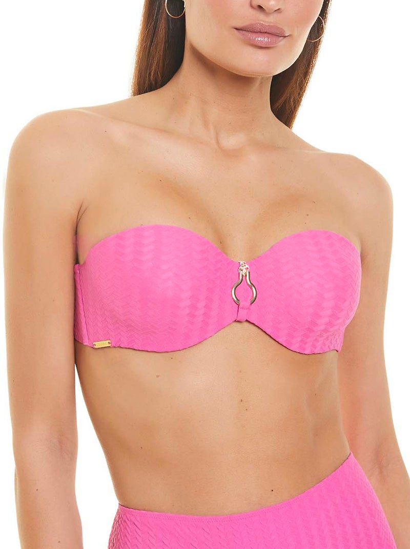 Haut maillot de bain bandeau Basica Rose fushia - Kiabi