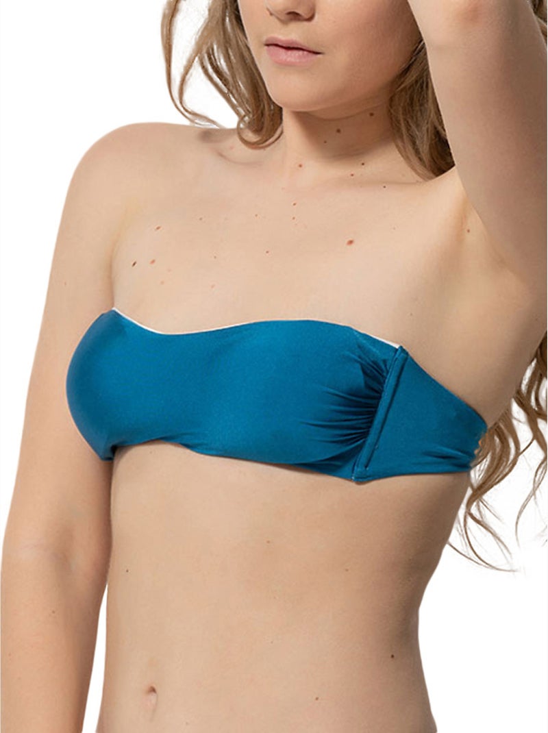 Haut maillot de bain bandeau coques amovibles Homonoia Bleu - Kiabi