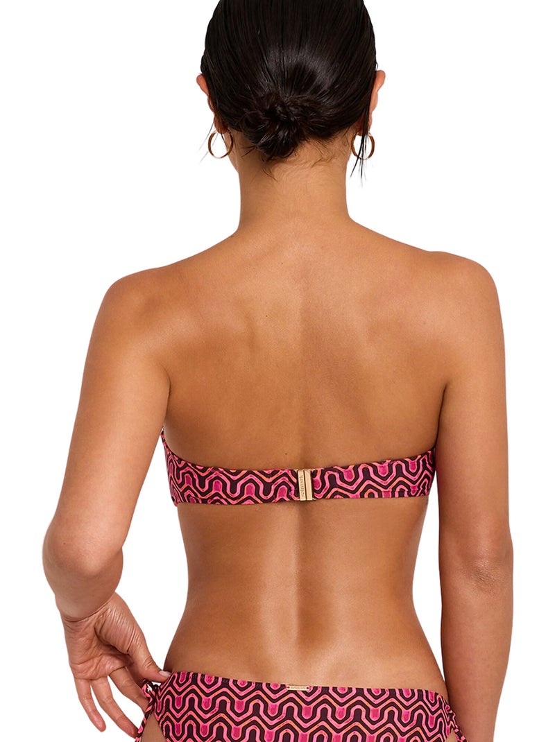 Haut maillot de bain bandeau KALEIDO Rose fushia - Kiabi