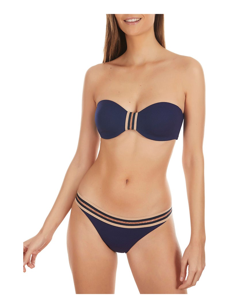 Haut maillot de bain bandeau Marinera Jacquard Bleu - Kiabi
