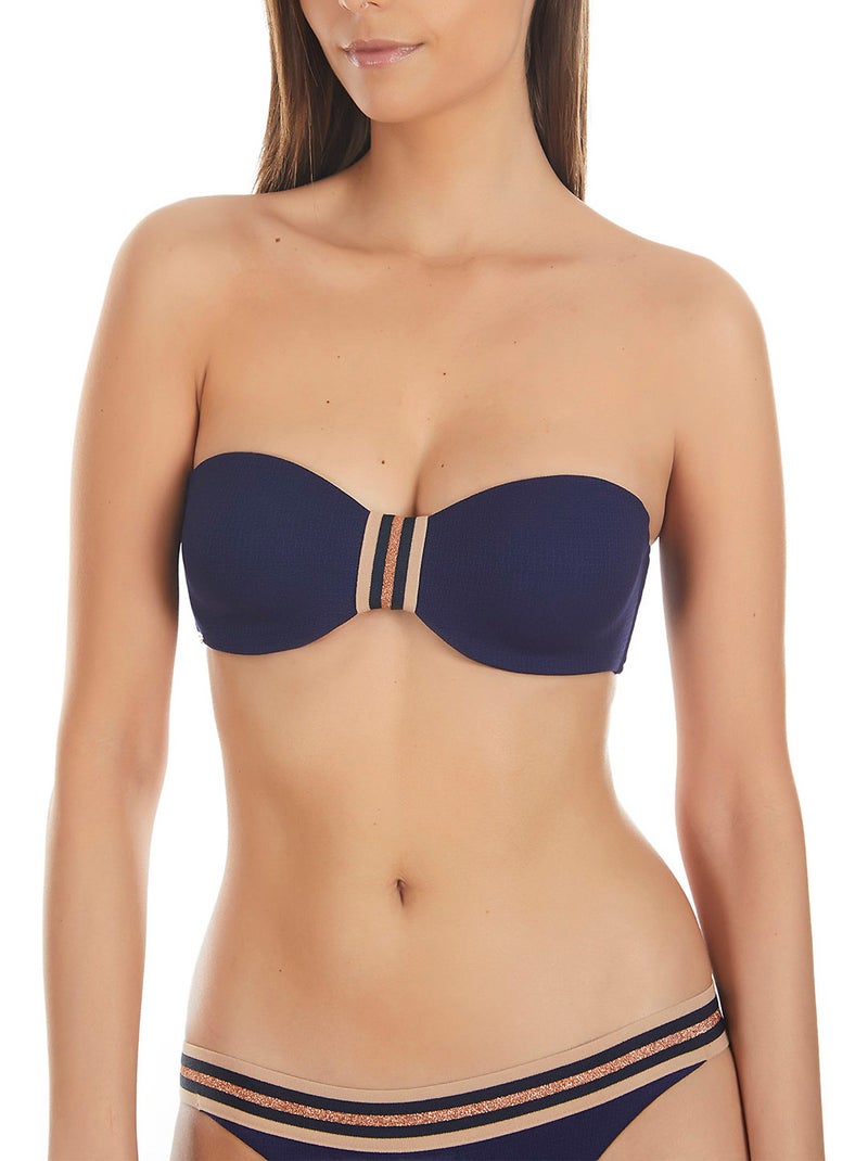 Haut maillot de bain bandeau marinera jacquard Bleu - Kiabi