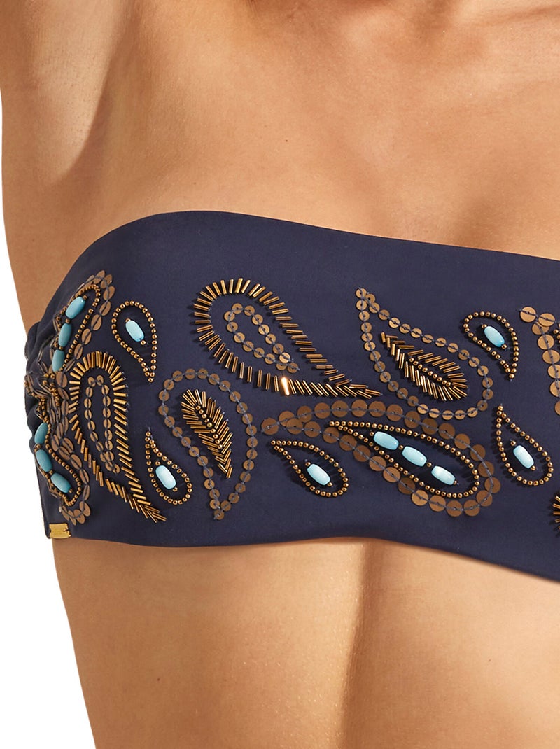 Haut maillot de bain bandeau non préformé BAIKAL Bleu - Kiabi